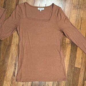 Maternity Brown Fitted Long Sleeve Blouse